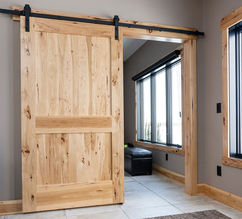Barn style interior wooden door.