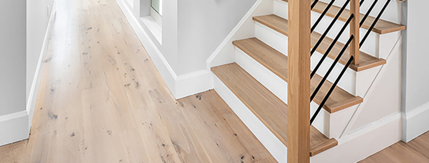 Wide plank live sawn white oak flooring from Baird Brothers.