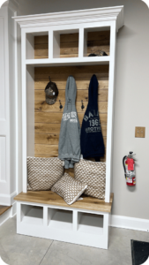 Mudroom storage bench from Build It With Baird series.