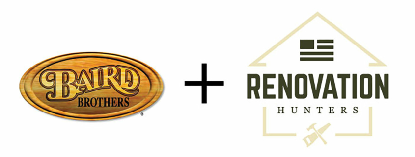 Logos from the successful brand partnership of Baird Brothers and Renovation Hunters.