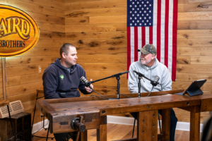 Matt Baird and Steve Stack recording an episode of American Hardwood Advisor.