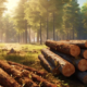 Lumber being harvested as a part of sustainable forest operations.