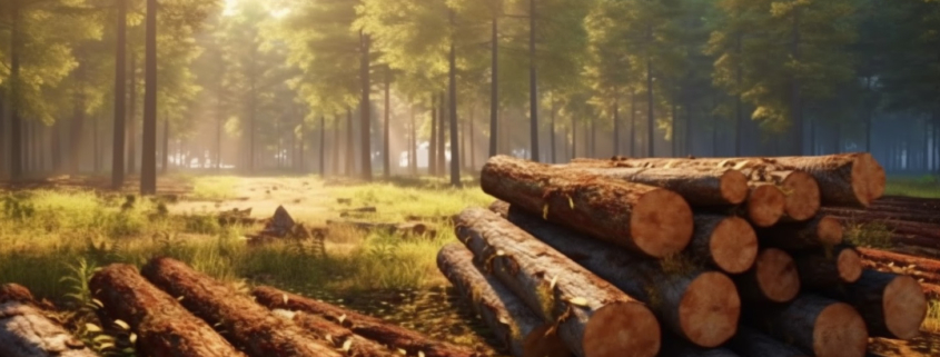 Lumber being harvested as a part of sustainable forest operations.