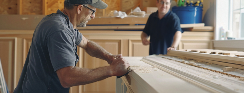 A pro-woodworker giving wainscot installation tips to a new DIY builder.