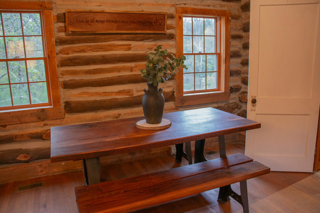Image of custom dining table from a Renovation Hunters Season 2 build.