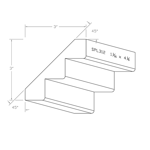 Unique stair step profile used as wood crown element.